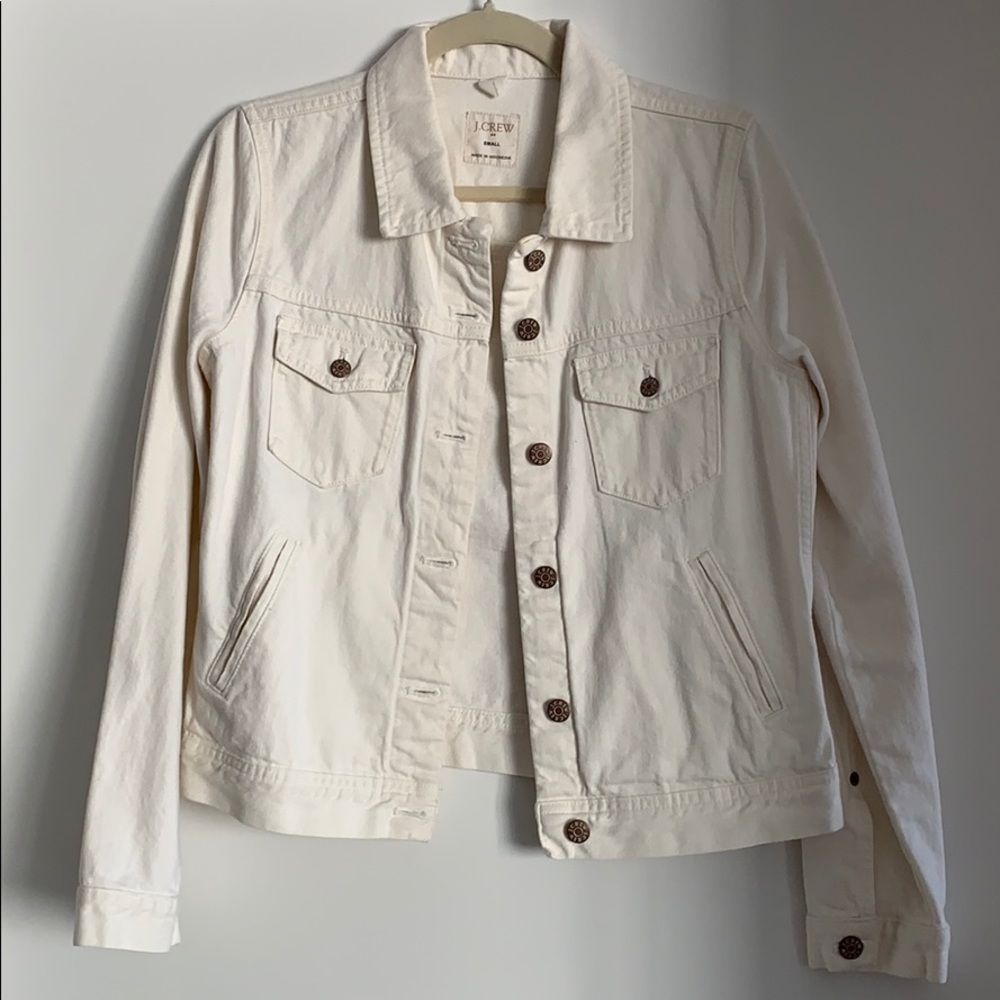 Sz S Jcrew white jean jacket